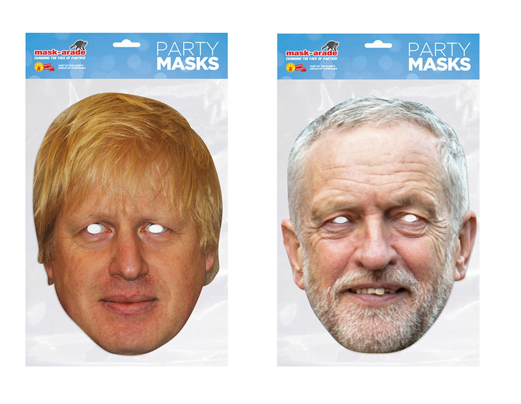 Boris Johnson and Jeremy Corbyn Politicians face masks