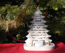 Load image into Gallery viewer, Dad Xmas tree shaped memorial flickering light weatherproof indoor/outdoor use
