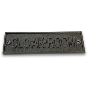 CAST IRON Antique Style CLOAK ROOM PLAQUE | toilet | loo | hotel |Guest House | Restaurant | Pub | Inn | Bed and Breakfast | Cloakroom| supplied with Two Screws for Easy fixing | Ideal for Home or Business