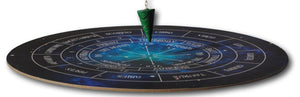 Green Malachite smooth pendulum dowser on silver chain with pendulum board