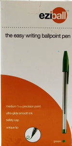 Pack of 10 green Eziball medium ball point pens