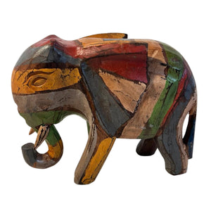 Rustic design WOODEN ELEPHANT ORNAMENT | FAIR TRADE  | 18cm (h) x 22cm (w) | carved elephant ornaments for home décor | perfect size for display