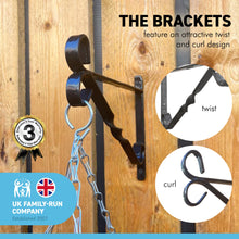 Load image into Gallery viewer, Black 12 Inch | 30cm hanging basket bracket | Wall hanging hooks hanger | Heavy duty hanging Bracket with Screws
