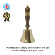 Load image into Gallery viewer, Traditional school library hand bell with wooden handle
