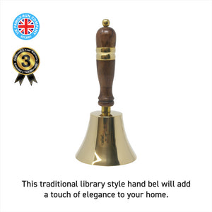 Traditional school library hand bell with wooden handle
