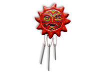 Load image into Gallery viewer, Sun Wind Chime Red Handpainted Bright Colours Decor
