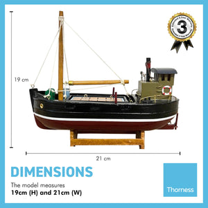 Detailed wooden ASSEMBLED DISPLAY MODEL CLYDE PUFFER |Ready for display | height 19cm width 21cm