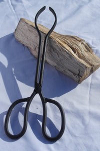 Traditional heavyweight cast iron log / coal tongs