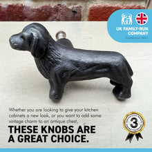 Load image into Gallery viewer, CAST IRON ADORABLE DOG DRAWER KNOB for Kitchen cupboards | Cast Iron Antique style finish | Vintage charm meets modern functionality | 6.5cm wide x 2cm depth

