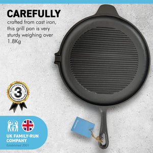 Cast iron 11 inch Round Grillpan Skillet Frying Pan for Indoor and Outdoor use | Cast Iron Cookware | Grill Pan | Stove Top | Skillet Pan | Iron Skillet | Frying Pans | Griddle pan