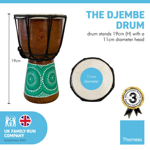Djembe drum 20cm tall hand painted | 8 Inch Painted Colourful Djembe Drum
