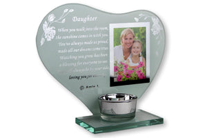 Special Daughter Memorial Plaque with Inspirational poem, candle and glass photo holder