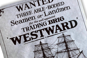 Coastal Nautical Parchment Maritime Westward Trading Wanted Poster