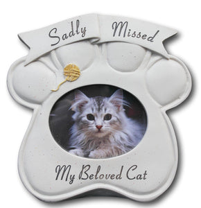 Sadly, missed cat memorial photo frame tribute ornament beloved cat