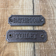 Bathroom and Toilet Cast Iron Plaques - Two Plaques/signs