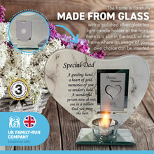 Load image into Gallery viewer, SPECIAL DAD GLASS MEMORIAL CANDLE HOLDER AND PHOTO FRAME | thinking of you gifts | Dad memorial gift | memory gifts for Pops, Father, Dad, Granddad, Grandfather
