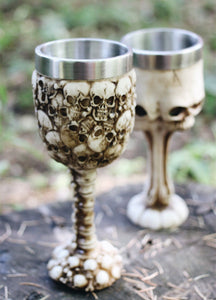 Set of Two Gothic Skulls of Power Goblets