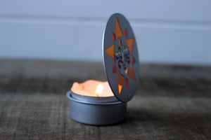 Silver Star Multi Colour Glass Candle Holder