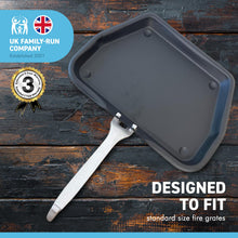 Load image into Gallery viewer, Traditional ash pan – 33cm wide (13&quot;) with handle | Ideal for Standard Sized fire grates | ash pan for open fires | ash pan for log burners| fire ash pan | fire tray | ash box | galvanised ash pan
