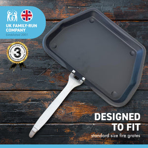 Traditional ash pan – 33cm wide (13") with handle | Ideal for Standard Sized fire grates | ash pan for open fires | ash pan for log burners| fire ash pan | fire tray | ash box | galvanised ash pan