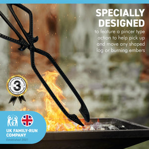 Metal Log Coal Tongs | Fireside | Fireplace | Chimenea | Firepit | Pizza Oven | Indoor Fire | Outdoor Fire | Coal Poker | Coal Tong | Log Burner | Log Tongues |Fireplace tongs