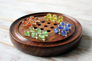 Polished Real Wood Solitaire Set 15cm Diameter