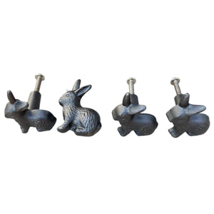 Pack of 4 CAST IRON RABBIT SHAPED DRAWER KNOBS for Kitchen cupboards | Cast Iron Antique style finish | Vintage charm meets modern functionality | 4cm wide x 2cm depth | Draw cabinet pull knob.