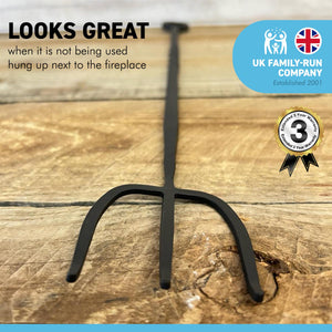 52cm long Enamelled Fireside Toasting Fork | Made from premium quality heavy Cast Iron with a black finish | Toasting fork for log burners | Toasting fork for open fires | 20 inches long