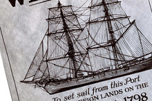Load image into Gallery viewer, Coastal Nautical Parchment Maritime Westward Trading Wanted Poster
