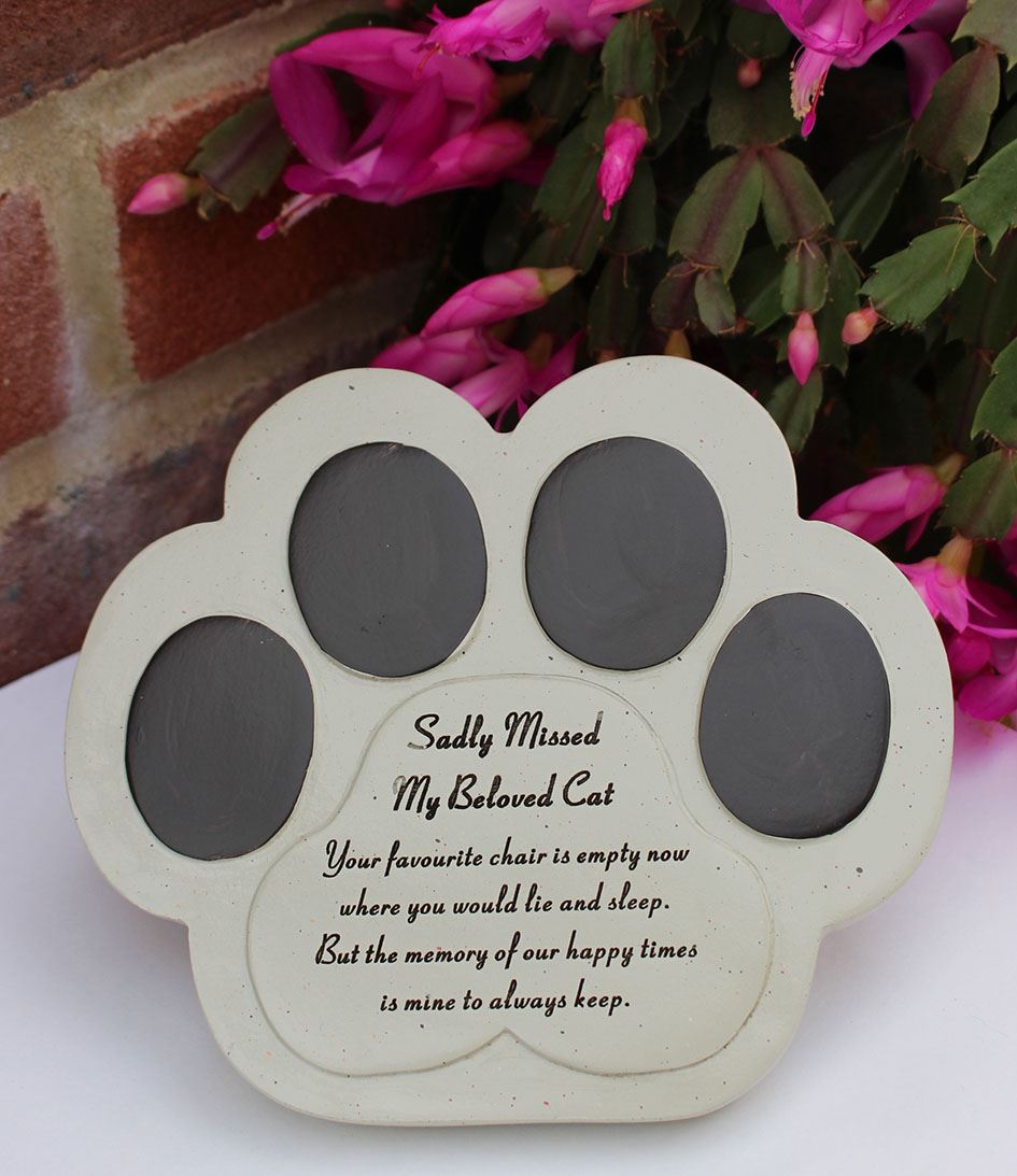 Free Standing Beloved Cat Memorial Plaque with inspirational Verse