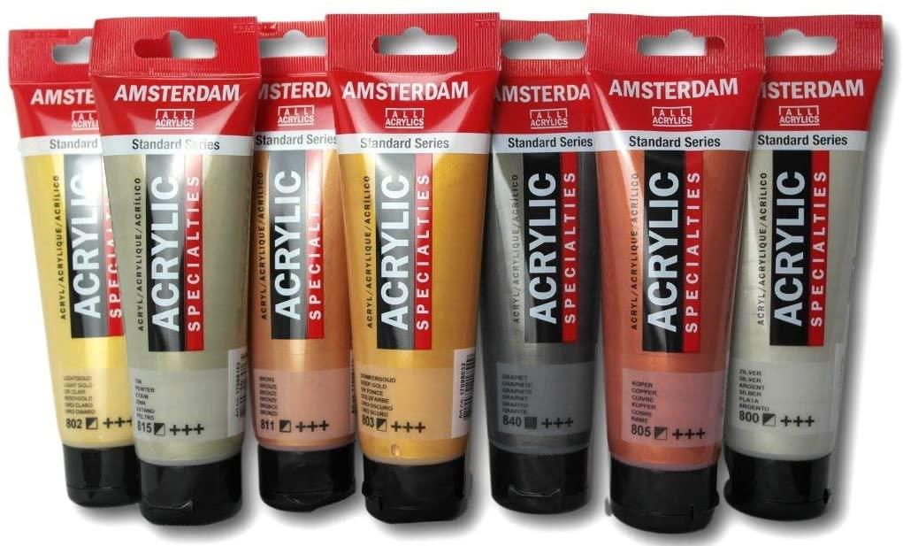 Pack of 7 Amsterdam Reflex Acrylic Paint - Metallics