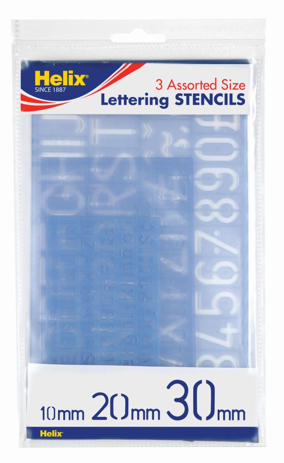 Helix 3 Assorted Size Lettering Stencils 10mm, 20mm, 30mm H90