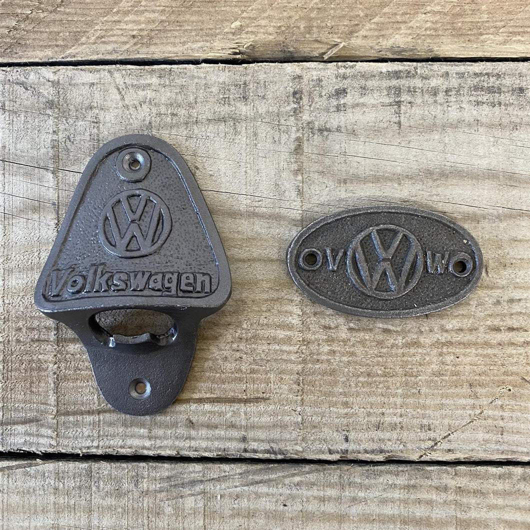 Volkswagon Cast Iron wall mounted Bottle Opener and wall plaque
