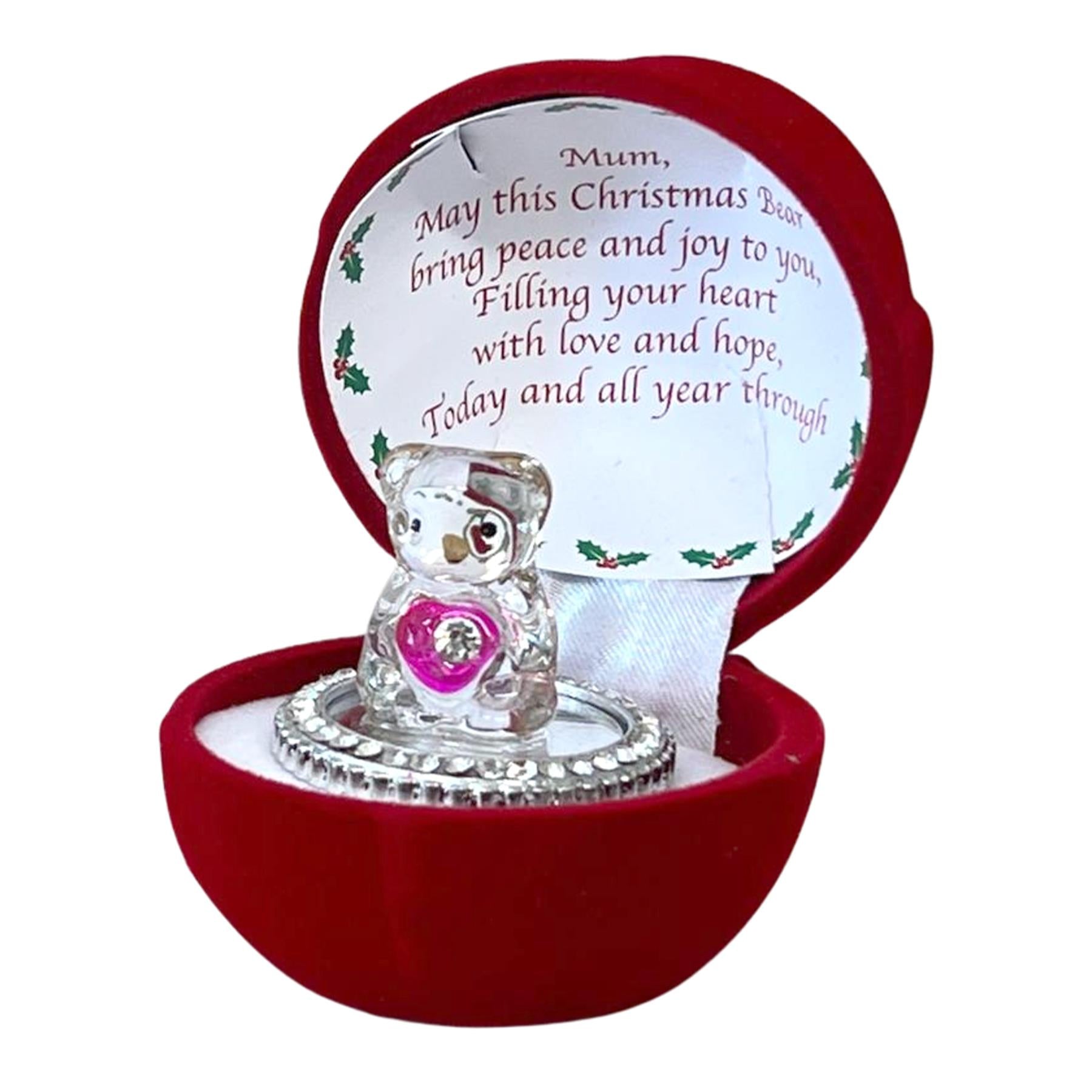 Christmas Glass Bear in Gift Box for a Special Mum at Christmas