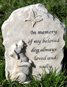 Beloved dog resin memorial plaque