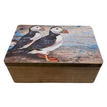 Load image into Gallery viewer, Hand Crafted Wooden Trinket Printed Puffins Jewellery Box
