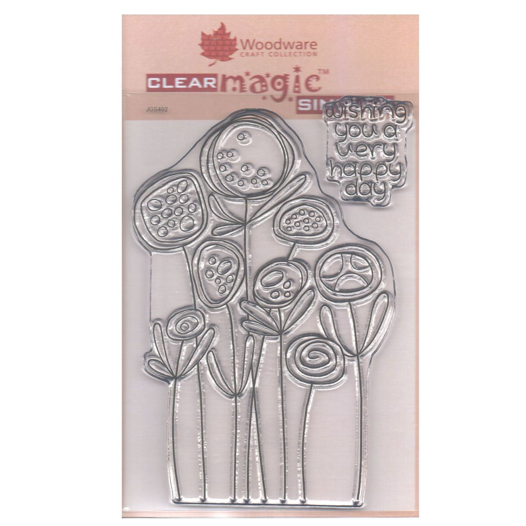 Woodware A6 Clear Cling Stamps - JGS492 Circle Flowers