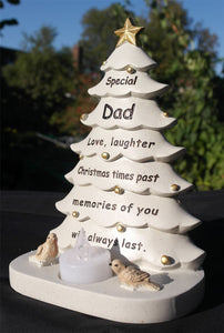 Dad Xmas tree shaped memorial flickering light weatherproof indoor/outdoor use