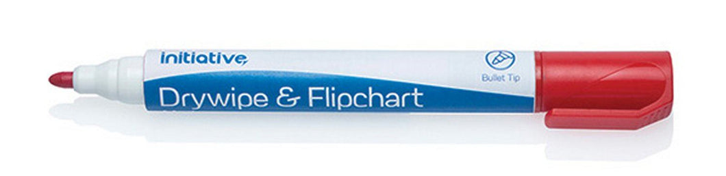 Pack of 10 Red drywipe & Flipchart marker pens