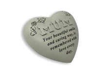 Load image into Gallery viewer, Free standing heart shaped Mum memorial with inspirational verse
