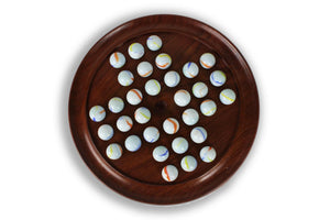 Large polished wooden solitaire set - 30cm diameter with White Coloured Balls