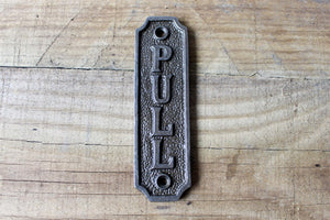 Cast Iron antique style Pull Door Plaque