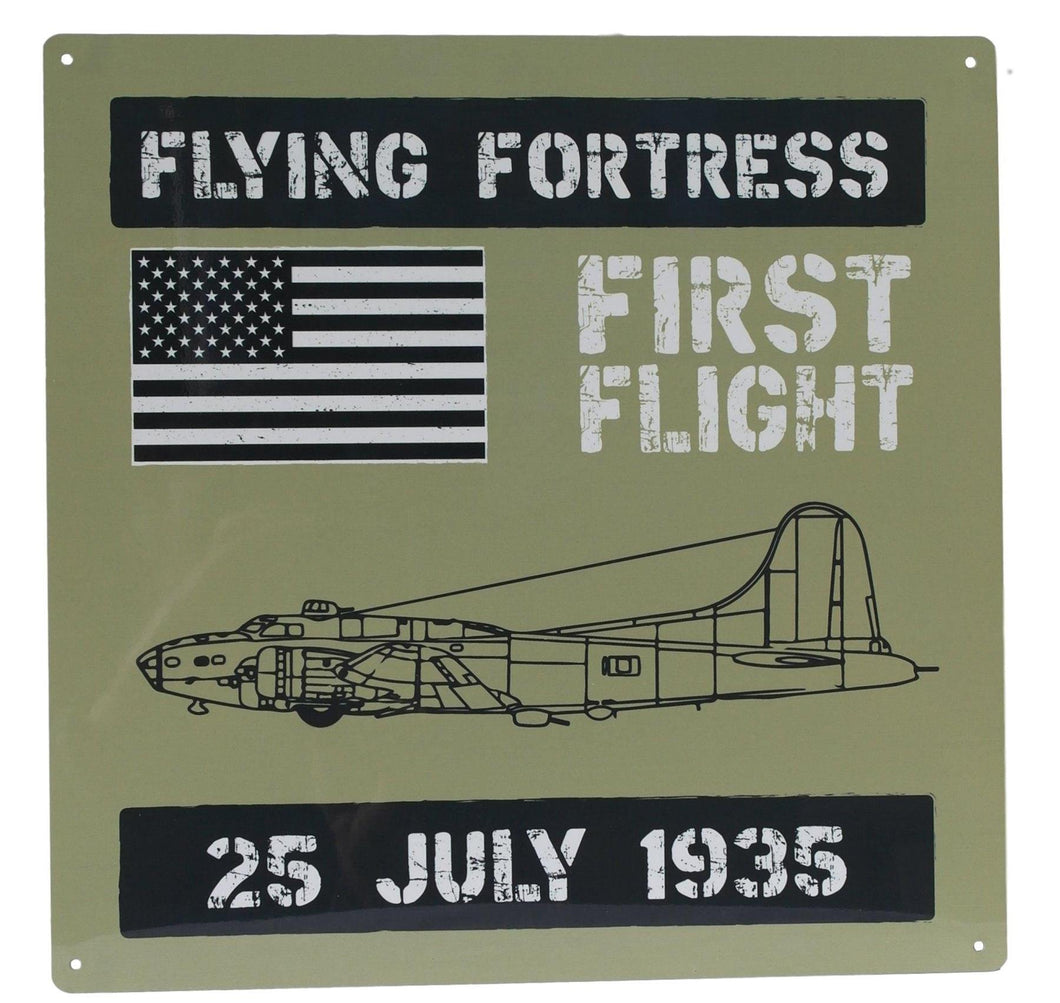 Flying Fortress First flight metal sign