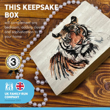 Load image into Gallery viewer, Wooden Tiger Keepsake Box | Jewellery box | Trinket Box | Memory Box
