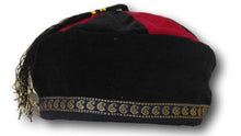 Load image into Gallery viewer, Red and Black Large cotton smoking / thinking / lounging cap with tassel
