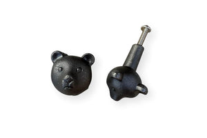 Pack of 2 CAST IRON BEAR FACE DRAWER KNOBS for Kitchen cupboards | Cast Iron Antique style finish | Vintage charm meets modern functionality | 3cm wide x 2cm depth |