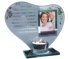 Load image into Gallery viewer, Nan &amp; Grandad  - Inspirational poem, candle and photo holder glass memorial

