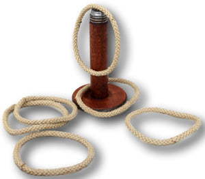 Hoopla quoits game made from genuine antique Victorian spinning bobbins
