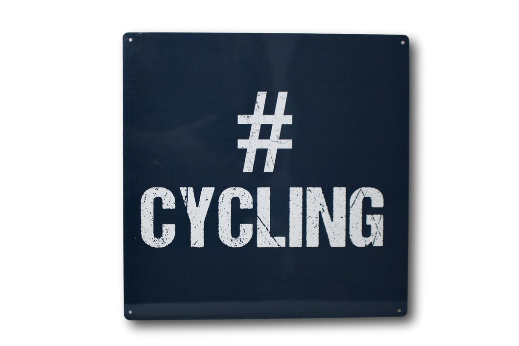 Navy #cycling metal sign with holes for wall hanging