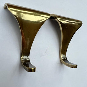 Set of 2 POLISHED BRASS PICTURE RAIL HOOK 2 Inches / 50mm | Victorian Fittings | Victorian House | Picture Hook | Dado picture rail | picture rail hangers | picture hook no nails